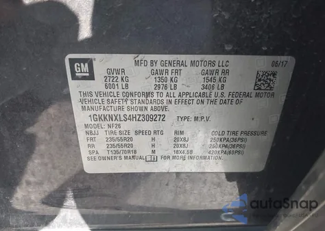 2017 GMC Acadia Denali z USA, uszkodzony, nr VIN 1GKKNXLS4HZ309272